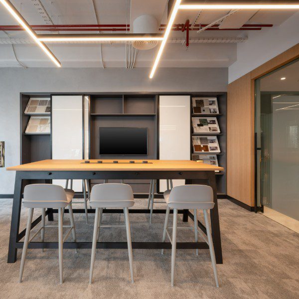 A modern office space for Taraf in Dubai, designed by JTCPL Designs.