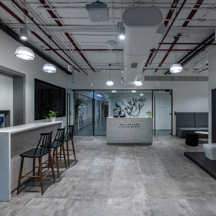 Reception area at Lintas Mumbai, showcasing a modern and dynamic workspace